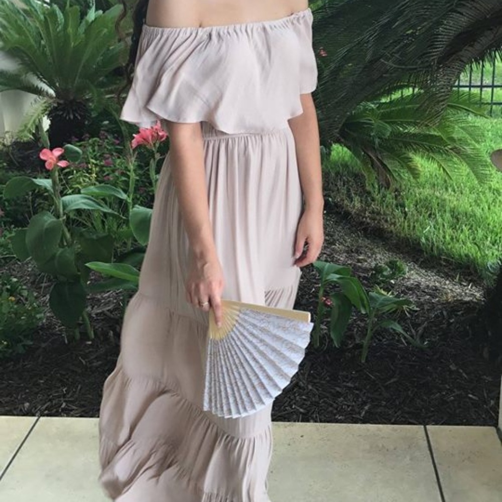 Forever 21 Tan Off-the-Shoulder Maxi Dress